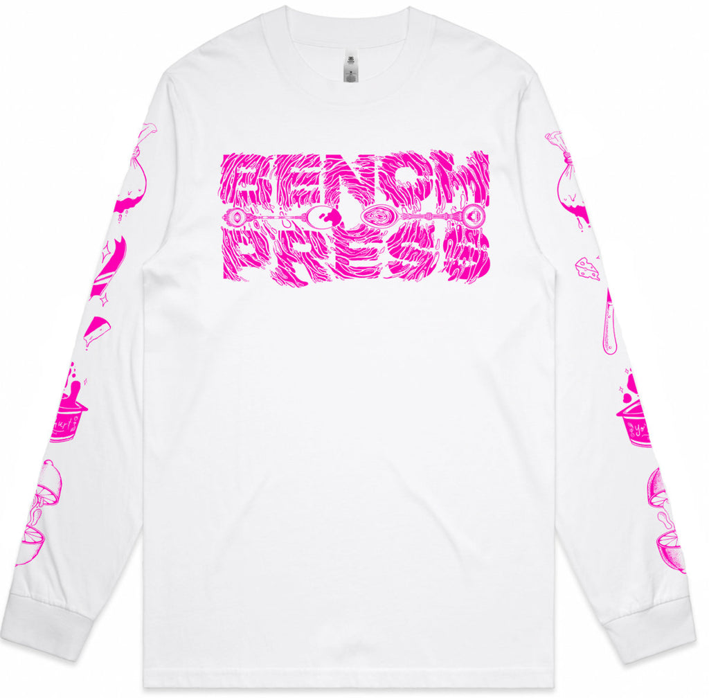 BENCH PRESS 'Curdled' Longsleeve T-Shirt (white)