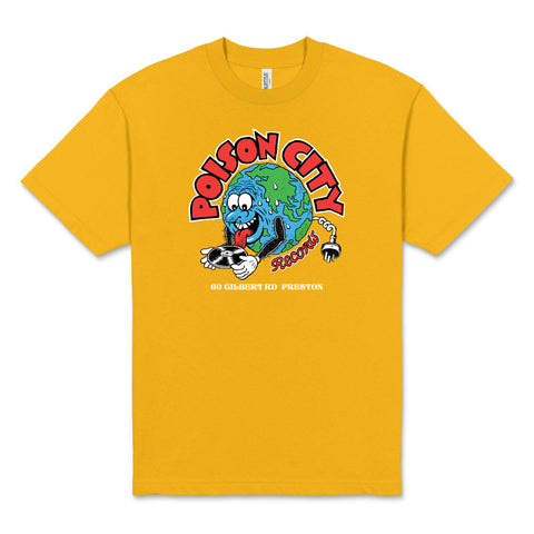 POISON CITY 'Record Store Logo' T-Shirt (Gold)