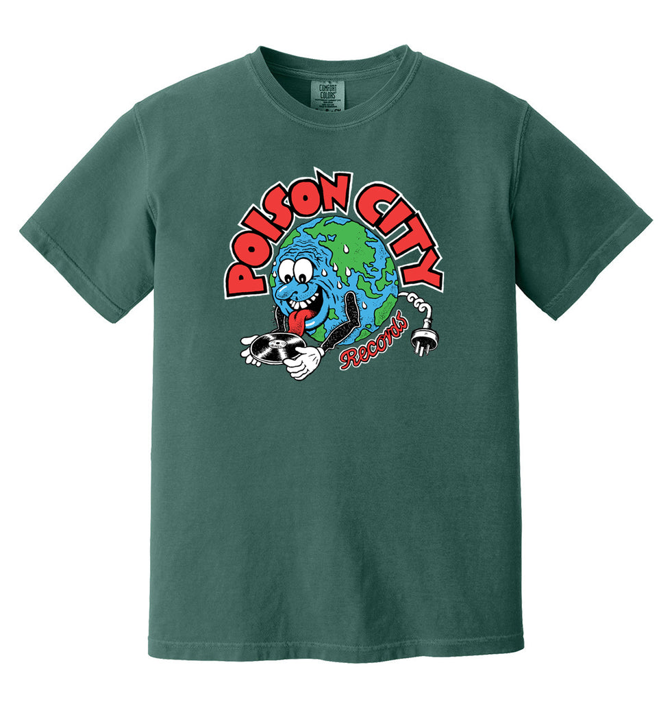 POISON CITY 'Record Store Logo' T-Shirt (Blue Spruce)