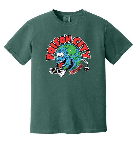 POISON CITY 'Record Store Logo' T-Shirt (Blue Spruce)