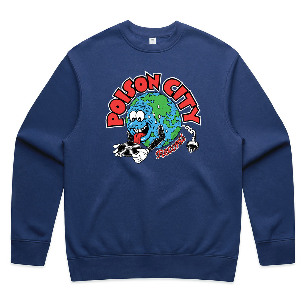 POISON CITY 'Record Store Logo' Crew Jumper (Cobalt Blue)