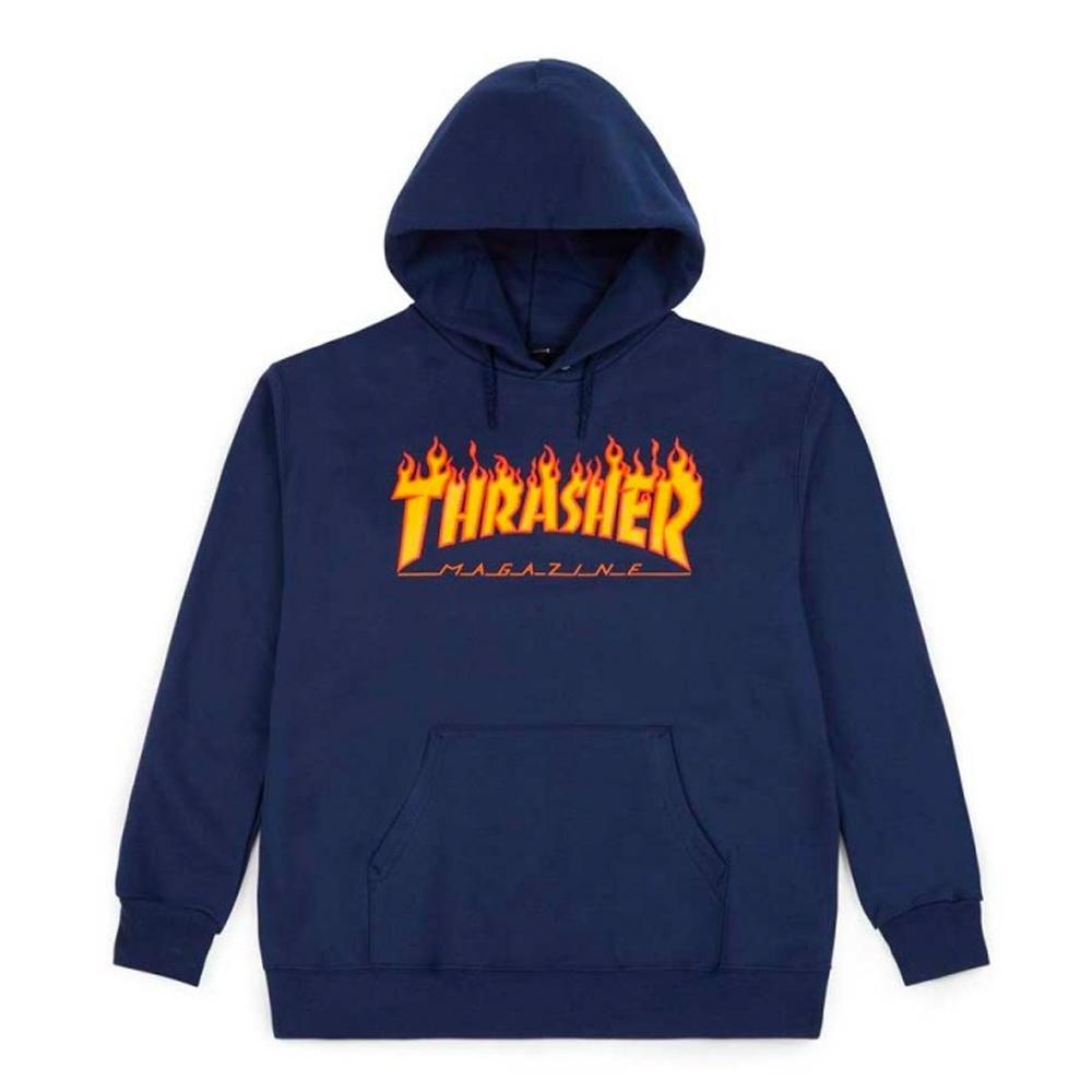 THRASHER 'Flame' Youth Hooded Sweat (Navy)