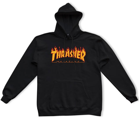 THRASHER 'Flame' Youth Hooded Sweat (Black)